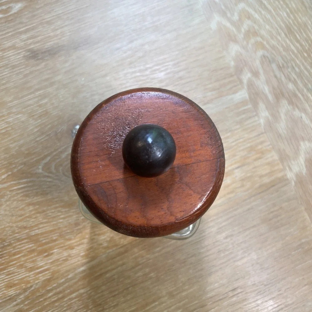 Vintage Anchor‎ Hocking Square Glass Canister Jar Wood Lid Top Ball